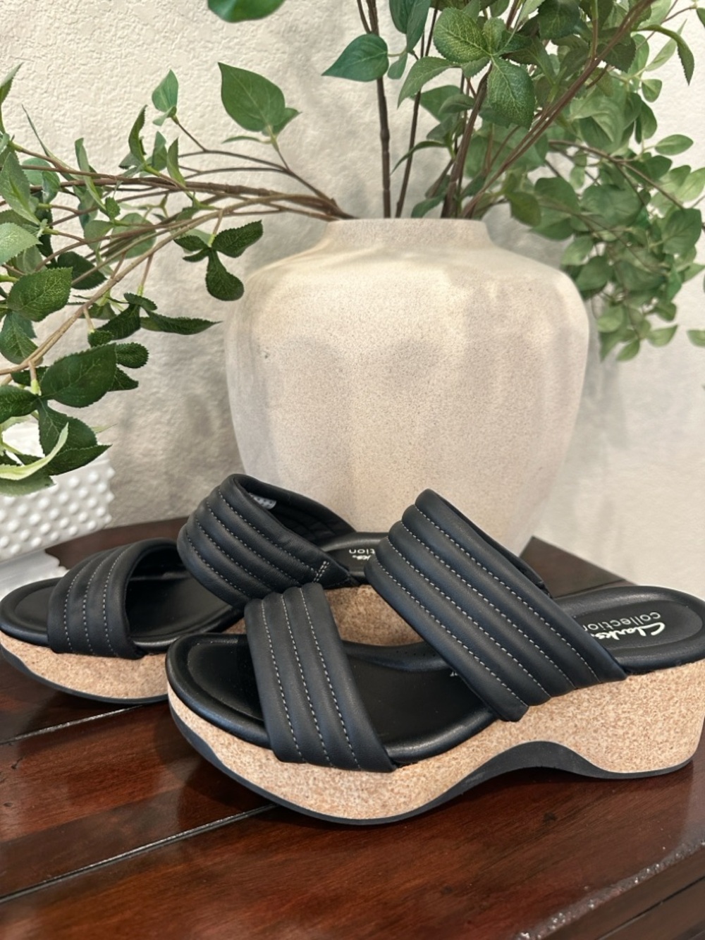 Clarks Women’s Chelsea Path Wedge Slide Sandals NWOT